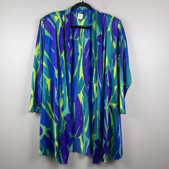 Vintage Oscar de la Renta Swimwear Women Swim Cover Up Large Retro Pockets Artsy - Picture 1 of 8